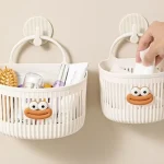 Mignon panier de rangement mural multi-fonctionnel cuisine salle de bain toilette petit panier suspendu sans trou de poinçonnage suspendu
