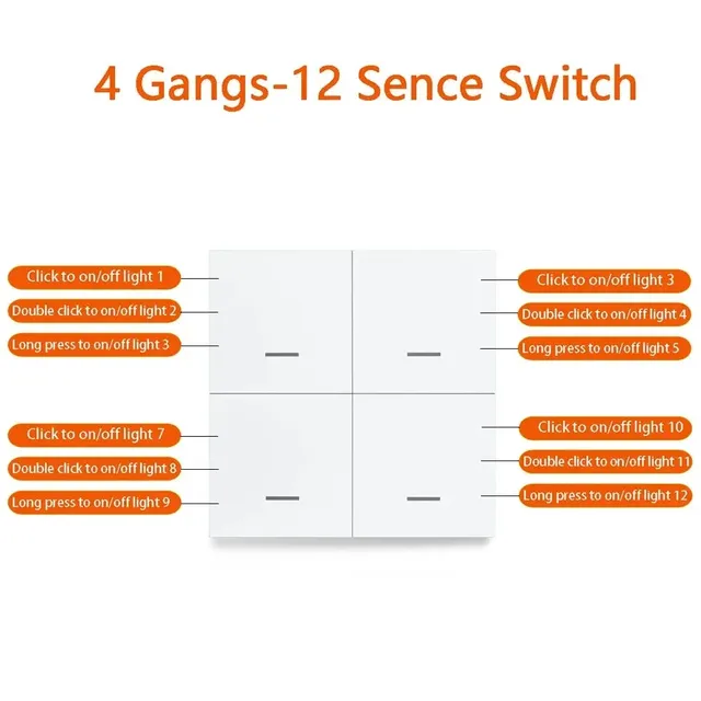 Commutateur intelligent ZigBee 4 gangs scénario 12 scène… – vue 3