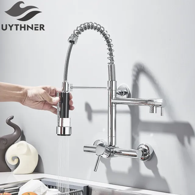 Robinet mural noir pour cuisine – vue 2