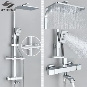 HOThermostatique-Pommeau de douche mural, robinet de centre commercial de baignoire, système de douche de bain à contrôle thermique
