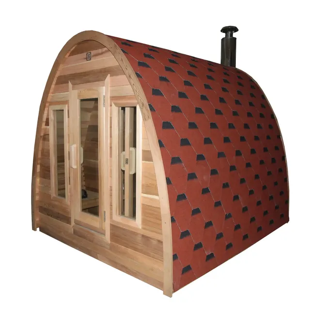 Cabine sauna extérieur cèdre canadien arqué lames… – vue 2