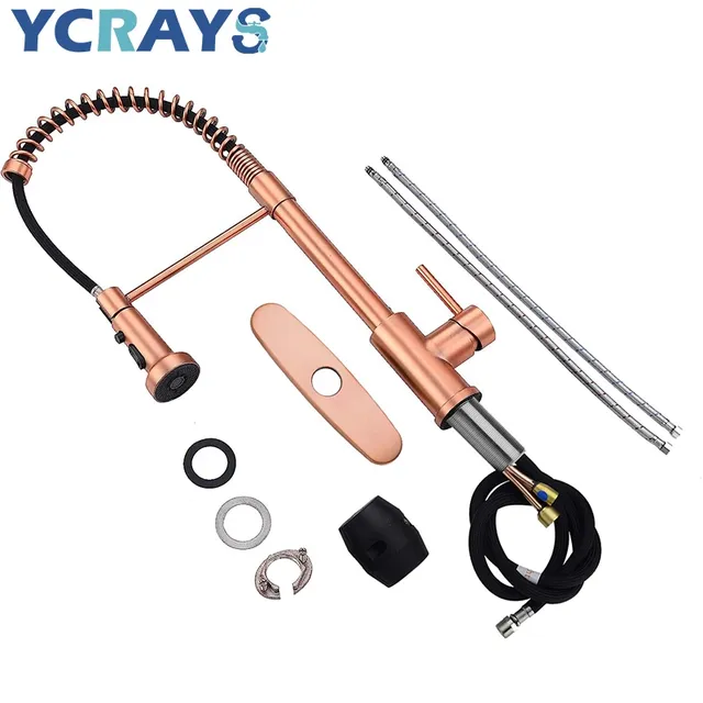 YCRAYS robinet de cuisine à ressort en cuivre rouge or… – vue 4
