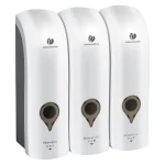 Distributeur de savon liquide mural pour revitalisant/Gel douche/shampooing, bouteilles rechargeables, pompe à savon de salle de bains, sans perceuse