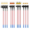 12 pièces 4 Types d&rsquo;adaptateurs de Circuit supplémentaires 12V et jeu de fusibles-porte-fusible de voiture avec adaptateur de robinet mince MICRO2 Mini ATC ATS