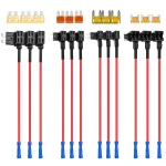 12 pièces 4 Types d&rsquo;adaptateurs de Circuit supplémentaires 12V et jeu de fusibles-porte-fusible de voiture avec adaptateur de robinet mince MICRO2 Mini ATC ATS