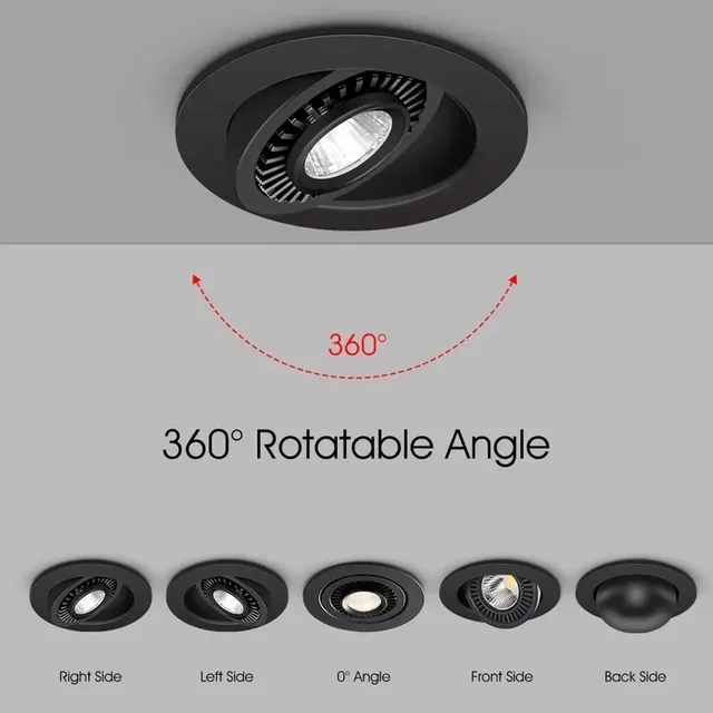 Dimmable LED Downlight 5w 7w 10w encastré plafonnier 360… – vue 3
