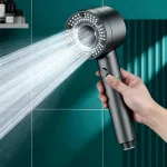 Pommeau de douche haute pression, 5 modes, économie d&rsquo;eau filtrée, pulvérisation à main avec arrêt à un bouton pour salle de bain, ensemble de douche