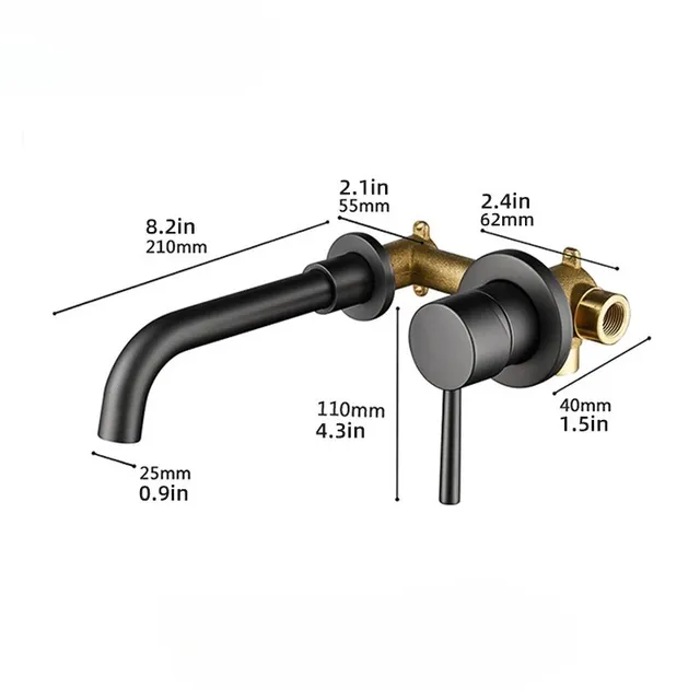 Brushed Gold Basin Faucet Concealed Wall Mounted Faucet… – vue 7