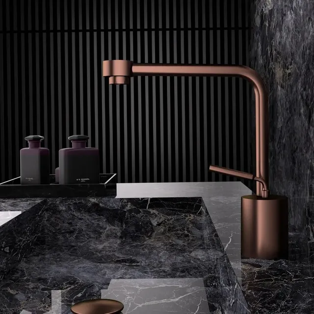 Robinet de salle de bains en or Rose brossé – vue 3