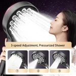 Pommeau de douche haute pression, économie d&rsquo;eau réglable, 3 Modes de pulvérisation, grande sortie, accessoires de salle de bains d&rsquo;hôtel portables