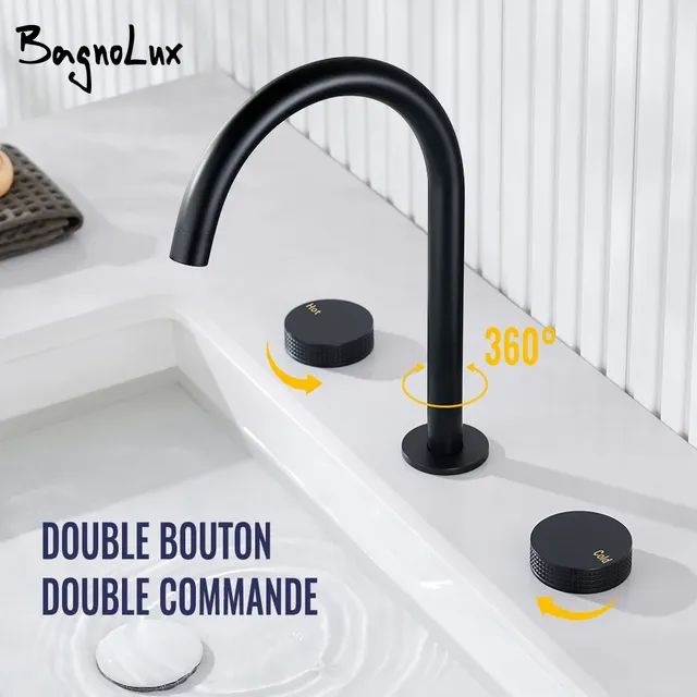 Mate robinet de lavabo noir – vue 2