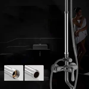 Tuyau d’extension de douche pour une expérience de douche surélevée ; Tube à barre ronde avec support. Tuyau d’extension de douche pour une expérience de douche surélevée ; Tube à barre ronde avec support.