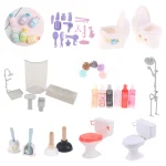 Baignoire l&rsquo;inventaire de maison de courses mignonnes, cabine de douche HOBath, modèle de serviette, meubles, accessoires de décoration, jouets, 1:12