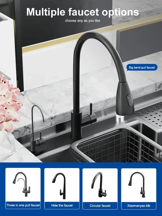 Évier cuisine encastrable composite granit noir mat… – vue 6