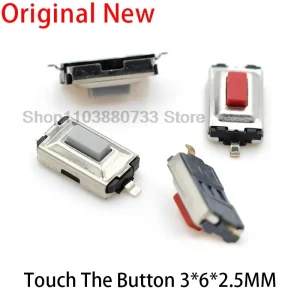 Micro-interrupteur tactile, 100 pièces, 3x6x2.5MM, 3x6x2.5mm, SMD, gris, rouge, tête de bouton, petit interrupteur à deux broches