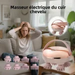 Masseur de tête de Massage de tête, Instrument anti-Stress du cuir chevelu avec 8 têtes de Massage en Silicone, outil de Massage de fatigue de tête Rechargeable