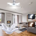 Ampoule LED Pliable Haute Luminosité, Éclairage Blanc Chaud, Sous-sol, Entrepôt, Cuisine, Chambre, Atelier, 4 Scalp, 28W