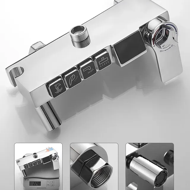 Colonne douche thermostatique chromée carrée grand… – vue 3