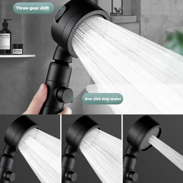 Pommeau douche pressurisé noir mat ergonomique bouton… – vue 6