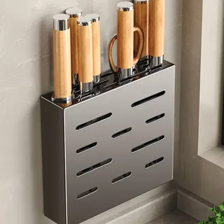 Porte couteaux mural acier inoxydable poli rectangulaire moderne…