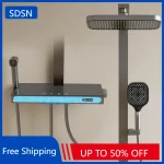 Système de douche numérique avec musique Bluetooth, éclairage d&rsquo;ambiance, thermostatique, ensemble de douche de salle de bains numérique, robinets, accessoires