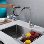YCRAYS – robinet de cuisine en nickel brossé, sens tactile, cascade grise, tête de pulvérisation, mélangeur d&rsquo;évier, accessoires de robinet d&rsquo;eau