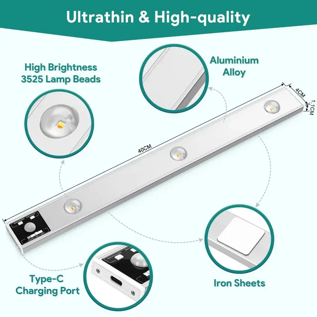 Lumières LED magnétiques rechargeables USB avec… – vue 4