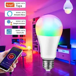Tuya WiFi E27 ampoule intelligente à intensité variable RGBCW 100-240V…