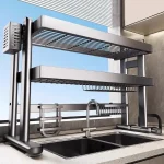 Égouttoir à vaisselle sur l&rsquo;évier, organisateur d&rsquo;évier de cuisine, étagère de rangement multifonctionnelle pour vaisselle, support d&rsquo;assiette et de bol peu encombrant