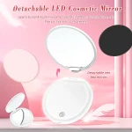 Miroir LED givré détachable 2 en 1, miroir cosmétique grossissant 2/5/20x, format de voyage Portable