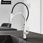 Robinet de cuisine de luxe en laiton et bronze à canon avec affichage LED, capteur et pulvérisation extractible à 3 fonctions, robinet d&rsquo;économie d&rsquo;eau haute pression sans contact