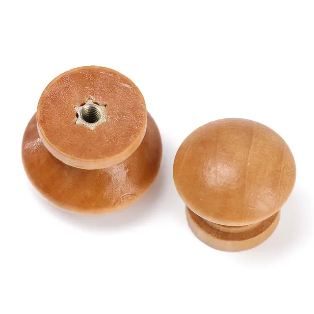 Bouton d'armoire rond en bois naturel – vue 4