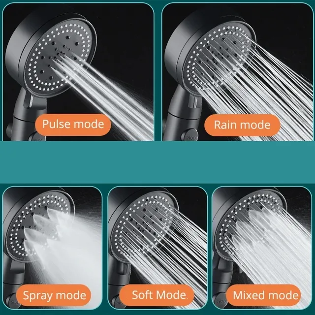 Pommeau douche haute pression réglable cinq modes arrêt… – vue 5