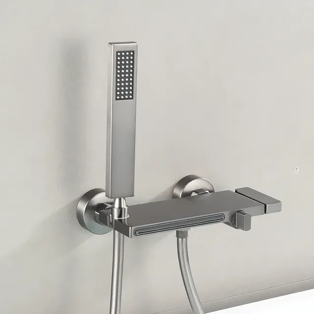 Mitigeur bain douche mural noir mat bec cascade large… – vue 2