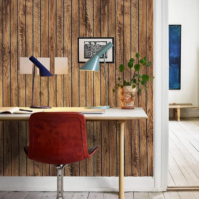 Papier peint auto-adhésif 3D en Grille de Grain de bois – vue 6