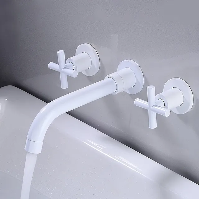 In-Wall Basin Faucet Set 3 hole Gold/Black Gold Brass… – vue 6