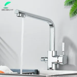 Robinet de cuisine filtrant en laiton résistant à 360 degrés, eau chaude et froide, pour évier