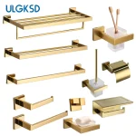 Ensemble de matériel de salle de bain, porte-papier hygiénique doré, porte-serviettes, crochet, support mural, 60cm, accessoires de salle de bains