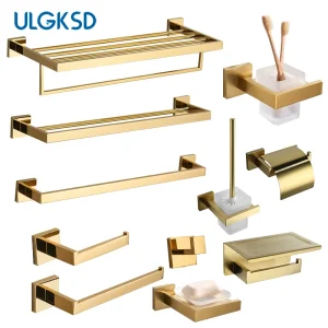 Ensemble de matériel de salle de bain, porte-papier hygiénique doré, porte-serviettes, crochet, support mural, 60cm, accessoires de salle de bains Ensemble de matériel de salle de bain, porte-papier hygiénique doré, porte-serviettes, crochet, support mural, 60cm, accessoires de salle de bains