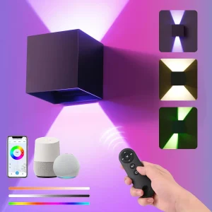 Lampe murale LED intelligente WIFI APP Alexa Google contrôle RGBCW 2700-6500K Cube ajuster l&rsquo;angle haut et bas lumière IP65 aluminium étanche