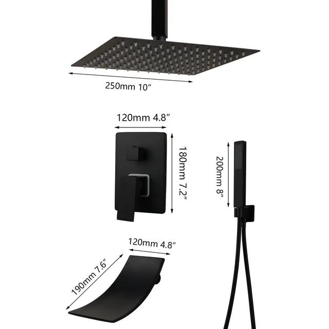 KEMAIDI noir mat salle de bains robinet de douche LED… – vue 2