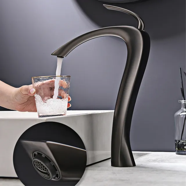 Robinet de lavabo de salle de bains en laiton chromé de… – vue 5