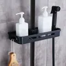 Étagère douche noire monocouche rangement shampooing gel… – vue 1