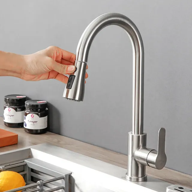 Robinet de cuisine extractible en acier inoxydable avec…
