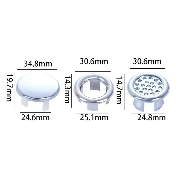 Cache tropplein lavabo rond plastique chromé anneau… – vue 3