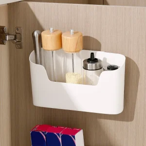 Support de rangement adhésif mural de cuisine, boîte de rangement multifonctionnelle pour porte d&rsquo;armoire sous évier, étagère à tiroir, organisateur de salle de bains