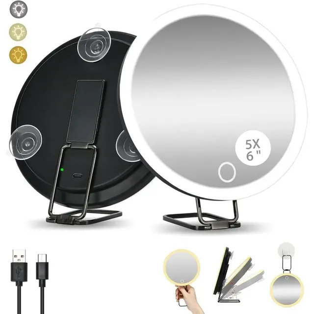Miroir Grossissant sur Pied Réglable à 360 ° avec Lumière – vue 3