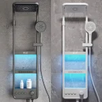 Système de douche Fuacet intelligent de luxe pour salle de bain, affichage numérique LED, mélangeur thermostatique, panneau de douche, Massage SPA, ensemble de douche à pulvérisation arrière Robinet de douche mélangeur