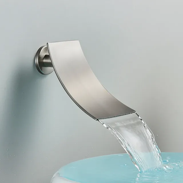 Bec lavabo noir laiton mural cascade plat incurvé jet… – vue 2