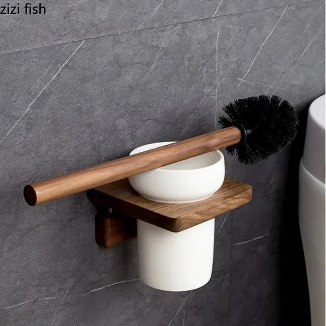 Brosse toilette murale bois céramique blanche mate… – vue 4